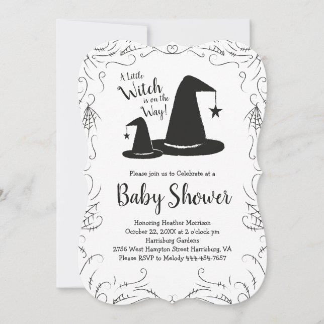 Invitation Baby shower Casquette sorcière Halloween (Devant)