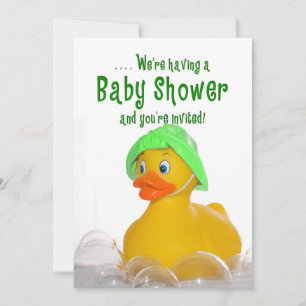 INVITATION baby shower - CASQUETTE VERT - RUBBER D