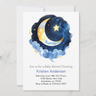 Invitation Baby shower céleste Dream Blue Moon Boy