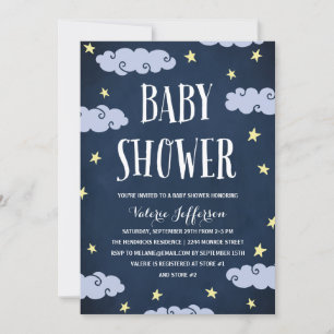 Invitation Baby shower céleste étoilé de nuit Sky Blue
