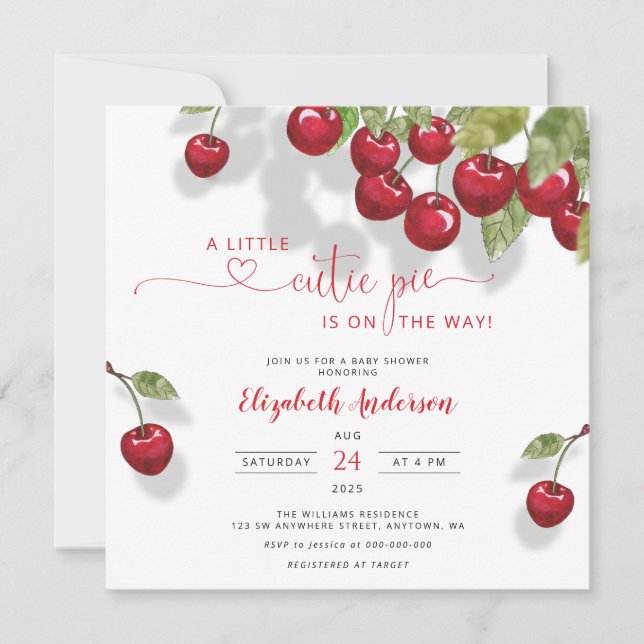 Invitation Baby shower cerise | Berry Sweet Baby (Devant)