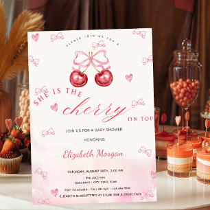 Invitation Baby Shower Cerise Sur Le Gâteau