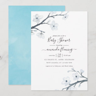 Invitation Baby Shower Cerisiers en Fleur