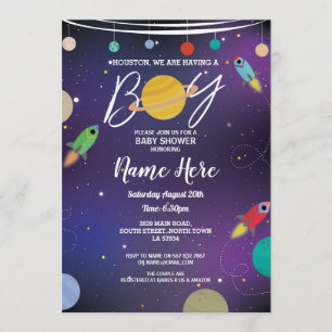 Invitation Baby shower C'est un garçon Space Galaxy Party Roc
