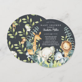 Invitation Baby shower Chalkboard Jungle Animaux
