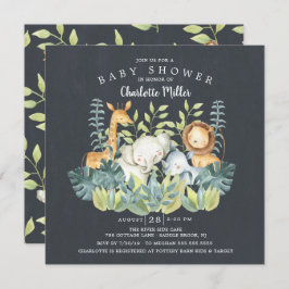 Invitation Baby shower Chalkboard Jungle Animaux