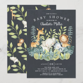 Invitation Baby shower Chalkboard Jungle Animaux