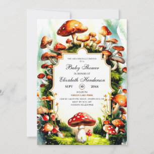 Invitation Baby shower champignons Forest Pastel