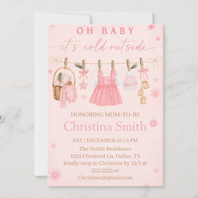 Invitation Baby Shower Charmant Flocon de Neige pour Votre Bé (Devant)