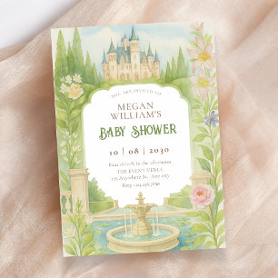 Invitation Baby shower château jardin esthétique