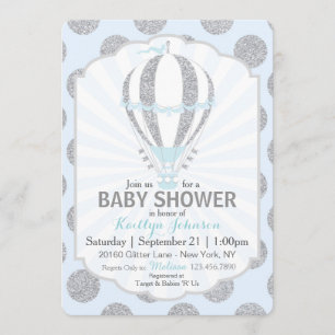 Invitation Baby shower chaud de ballon à air de bleus layette