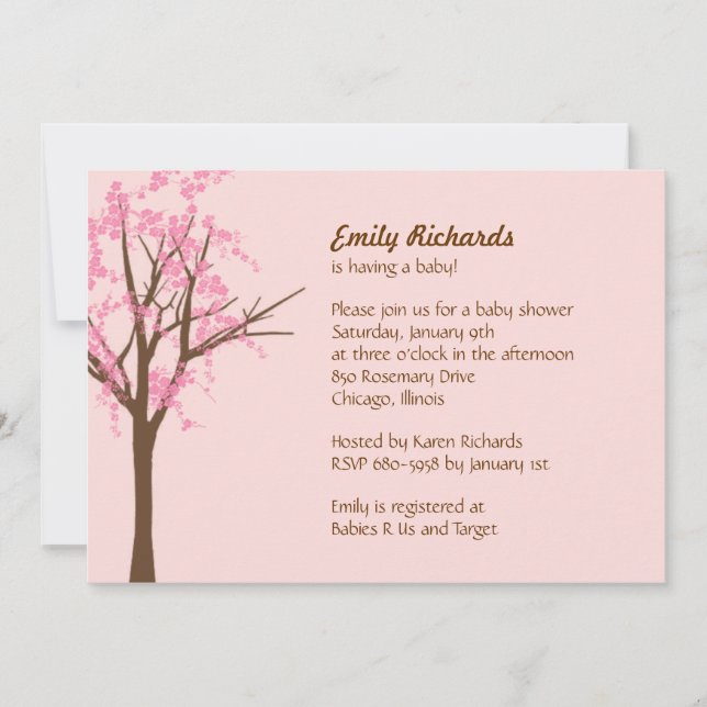 Invitation Baby shower Cherry Blossom (Devant)