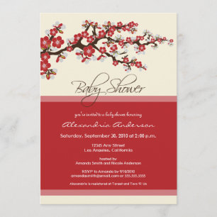 Invitation Baby shower Cherry Blossom (rouge)