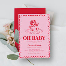 Baby shower Cherub rose et rouge rétro