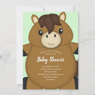 Invitation Baby shower cheval vert
