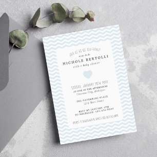 Invitation Baby Shower Chevron Bleu