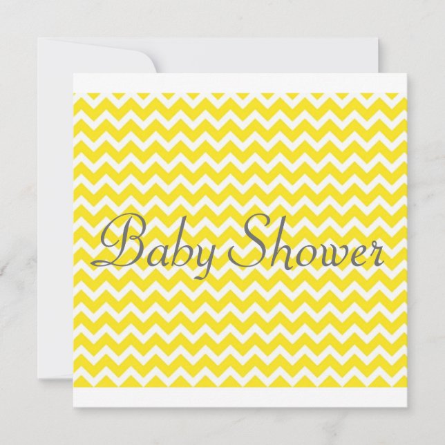 Invitation Baby shower Chevron jaune - Unisex (Devant)