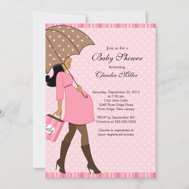 Invitation Baby shower Chic African American Pregnant Mom (Devant)