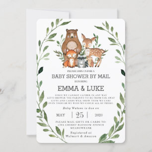 Invitation Baby Shower Chic Animaux de la Forêt par courrier