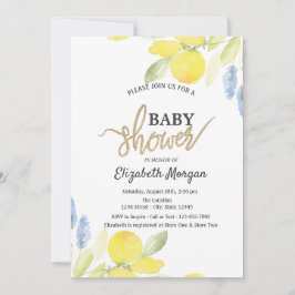 Invitation Baby shower chic aux citrons aquarelles