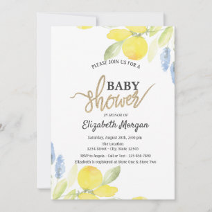 Invitation Baby shower chic aux citrons aquarelles