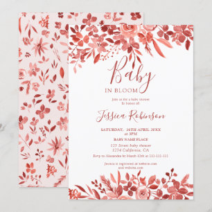 Invitation Baby shower chic Boho floral terre cuite aquarelle
