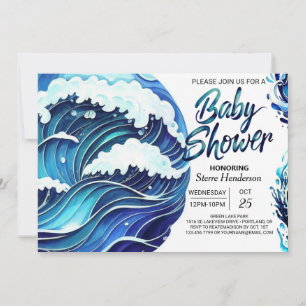 Invitation Baby shower Chic Coastal Waves