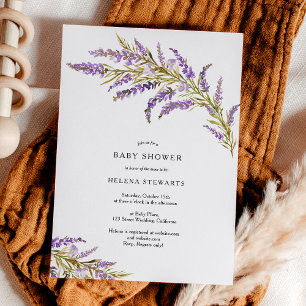 Invitation Baby shower chic de lavande d'automne