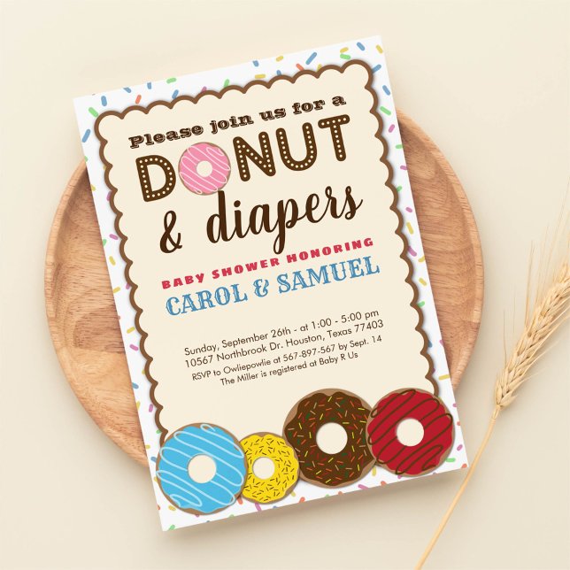 Invitation Baby shower Chic Donut & Diapers Couples (Créateur téléchargé)