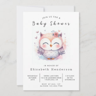 Invitation Baby shower Chic Enchanted Owl