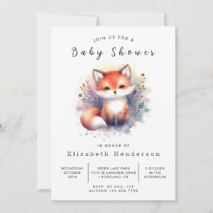 Invitation Baby shower chic Fox Illustration