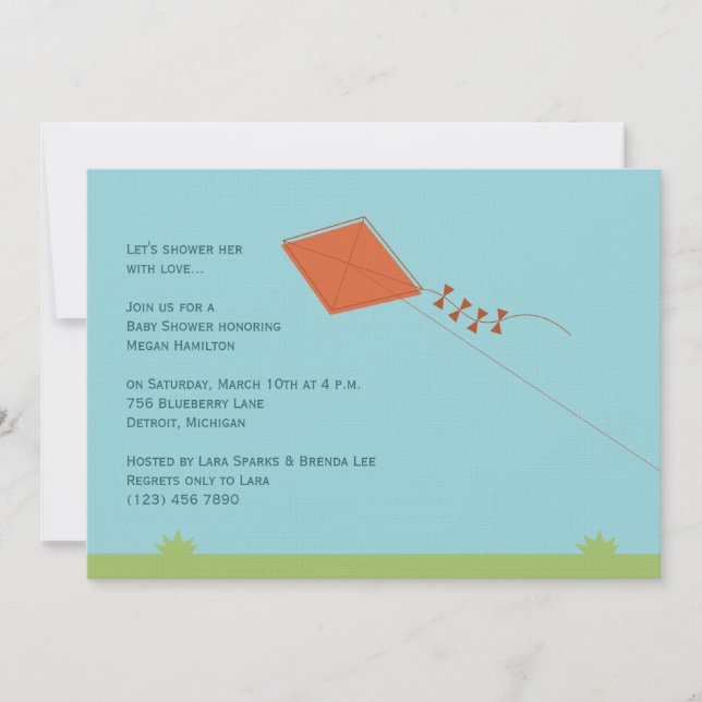 Invitation Baby shower chic Kite (Devant)