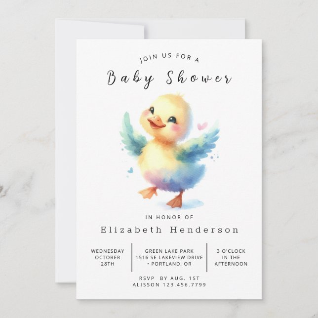 Invitation Baby shower Chic Online Canard (Devant)