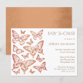 Invitation Baby shower chic papillon | Dusty Burnt Orange