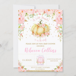 Invitation Baby shower Chic Petit Citrouille Floral Rose