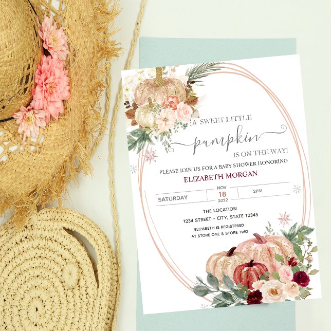 Invitation Baby shower Chic Petites Fleurs Citrouilles (Créateur téléchargé)