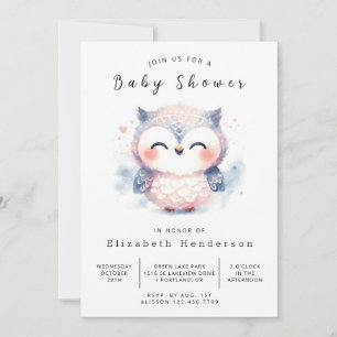 Invitation Baby shower Chic Simple Owl