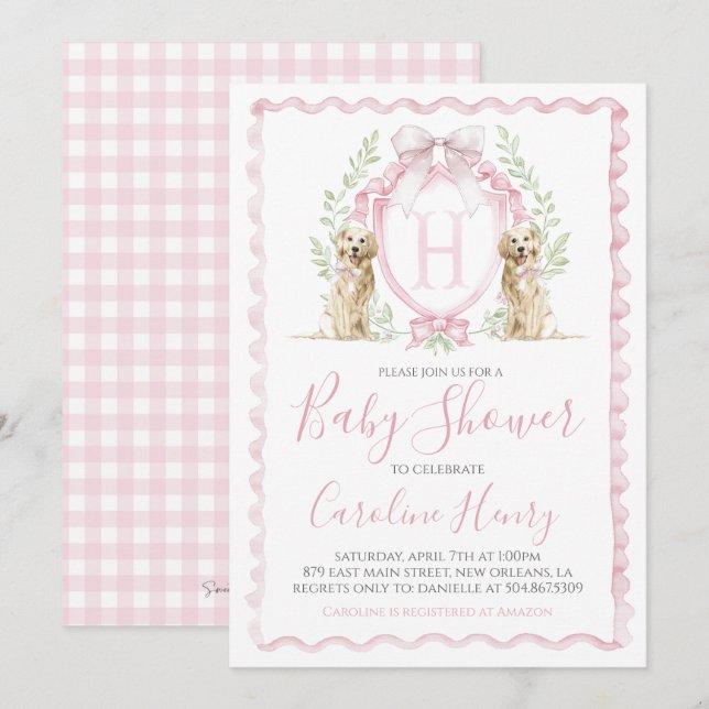 Invitation Baby shower Chien Chien Chien Chien Chien Chien Ch (Devant / Derrière)