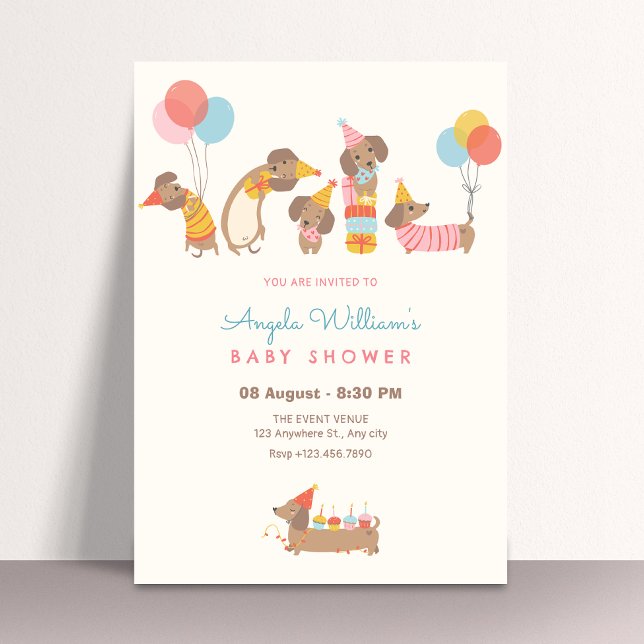 Invitation Baby shower chien mignon (Créateur téléchargé)