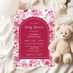 Invitation Baby shower chinois rose antique