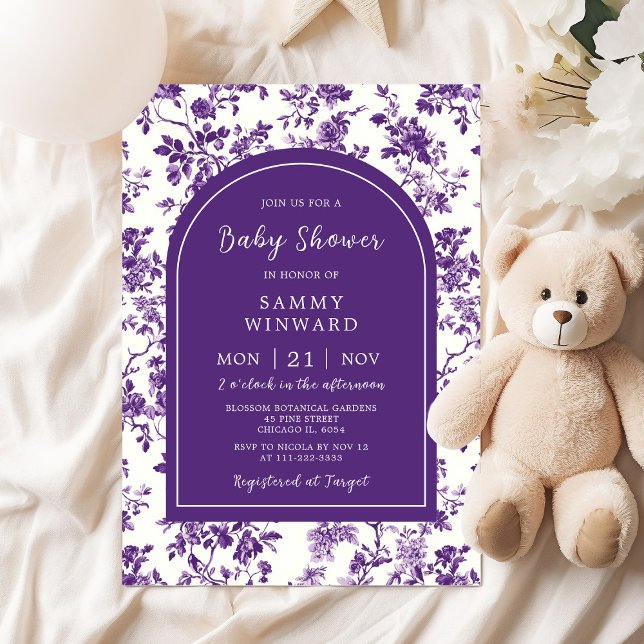 Invitation Baby shower Chinoiserie d'antiquité violet (Créateur téléchargé)