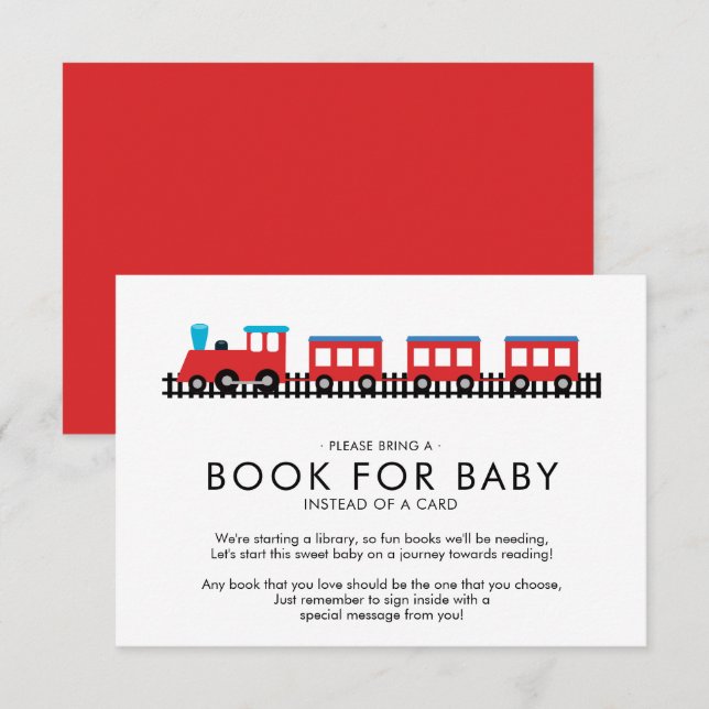 Invitation BABY SHOWER CHOO CHOO TRAIN Book for Baby (Devant / Derrière)
