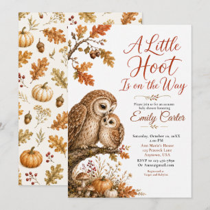 Invitation Baby Shower Chouette Forêt Automnale