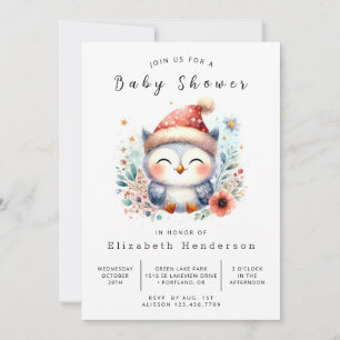 Invitation Baby shower Chouette modifiable classique