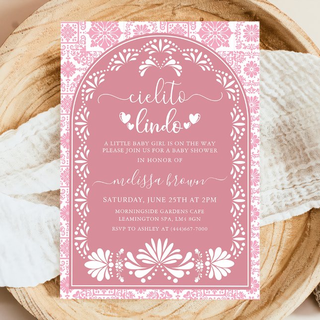 Invitation Baby shower Cielito Lindo Rose (Créateur téléchargé)