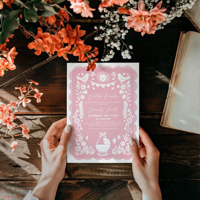 Invitation Baby shower Cielito Lindo Rose (Créateur téléchargé)