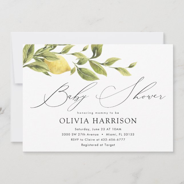 Invitation Baby shower citron (Devant)