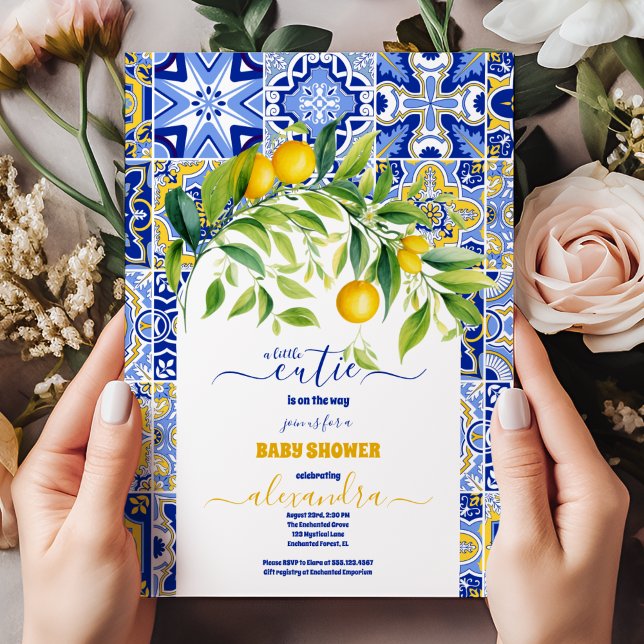 Invitation Baby shower citron bleu italien (Créateur téléchargé)