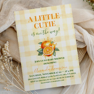 Invitation Baby Shower Citron Little Cutie Gingham Jaune