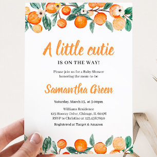 Invitation Baby Shower Citron Orange Neutre
